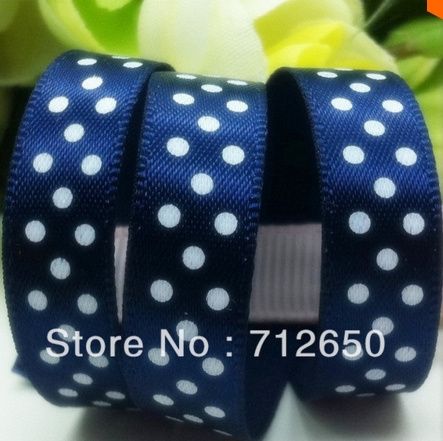 Ruban bleu marine à pois