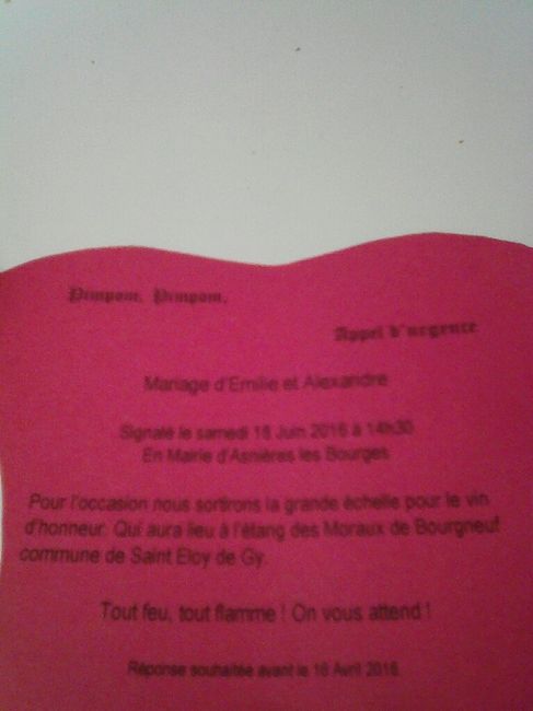 Faire part thème pompier - 1