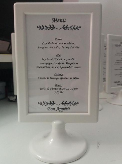 Menu sur cadre