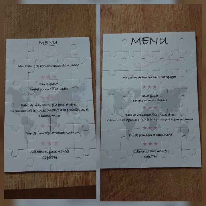 Les menus de table - 1