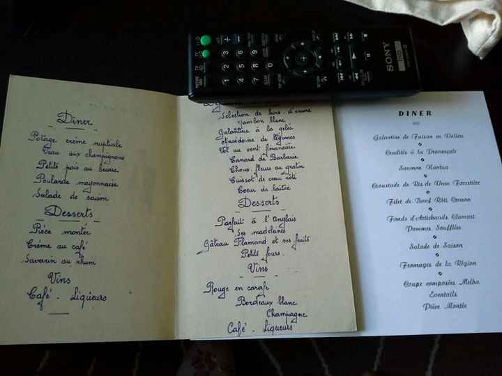 Menus de mariages des années 50, 60,....etc - 1