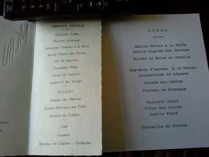 Menus de mariages des années 50, 60,....etc - 2