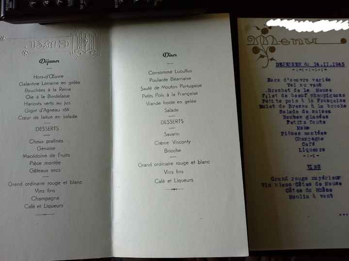 Menus de mariages des années 50, 60,....etc - 3