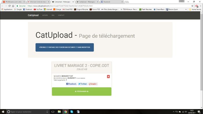 Page de téléchargement