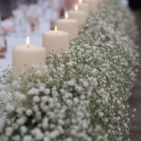 Chemin de table en fleur naturel gypsophile ou rose blanche - 1