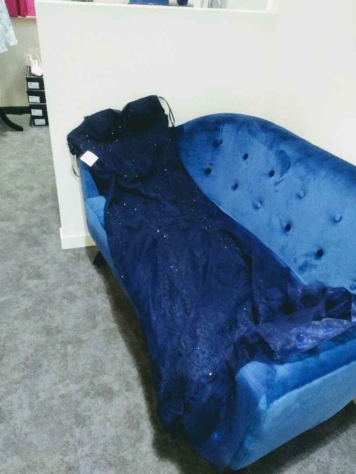 Bijoux de dos pour robe bleue - 1