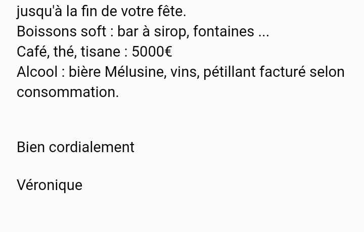 Devis domaine + repas - 2