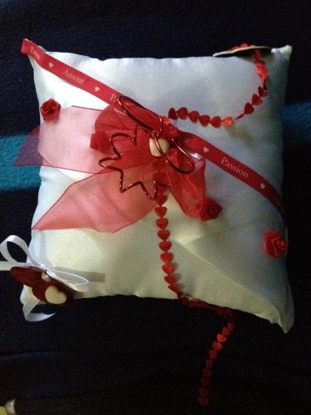 Coussin d alliance rouge et blanc - 1