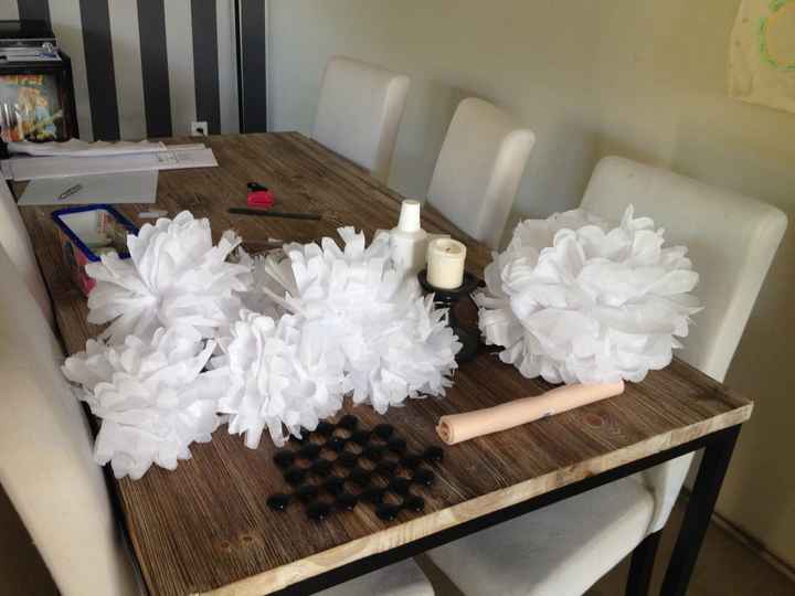 Pompons papier de soie blanc
