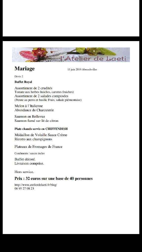 Tarif buffet - 1