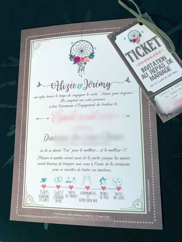 Faire part avec ticket repas