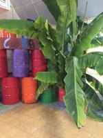 coin photobooth avec feuilles de bananiers