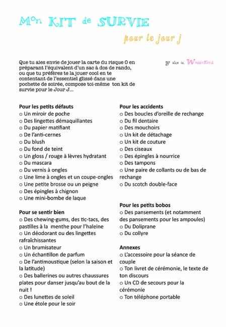 Kit de survie de la mariée