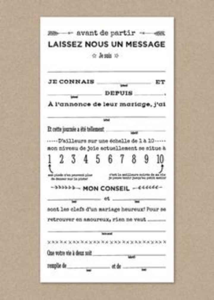 Questionnaire, livre d'or invités - 1