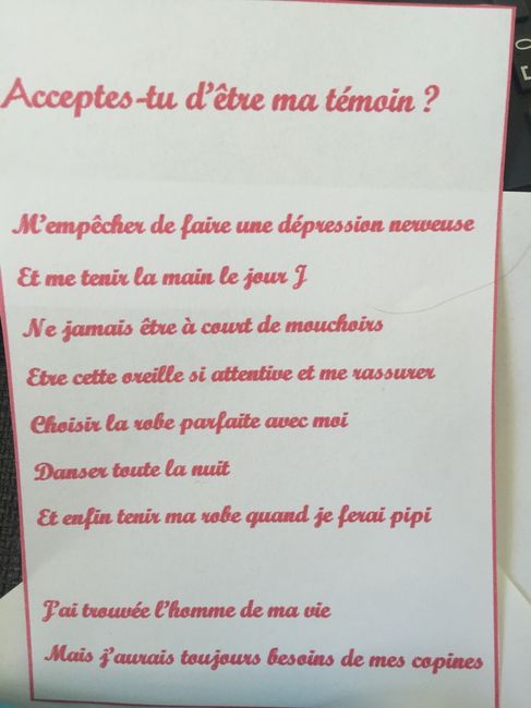 Ma demande de temoin - 1