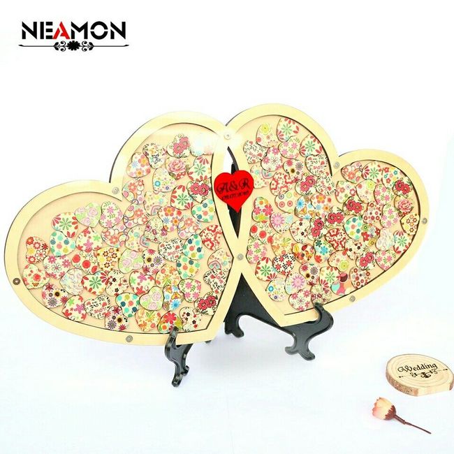 Notre tableau d'or cœurs en bois - 1