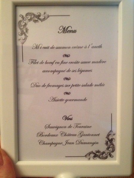 menu mariage