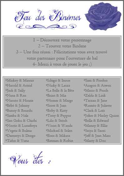 Jeu des Binômes ! - 1