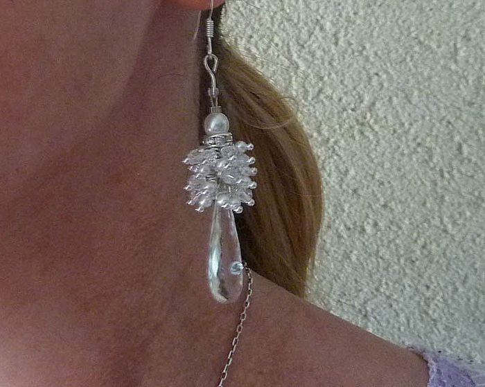 Boucles d'oreille cristal et Swarovski, attaches argent 925.