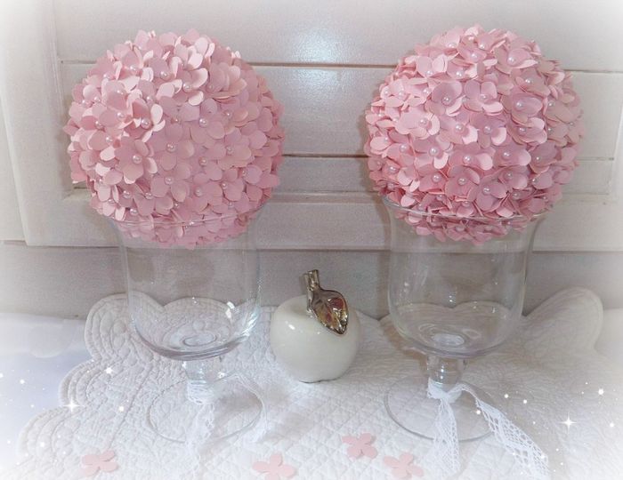 Boule de fleurs hortensia rose.