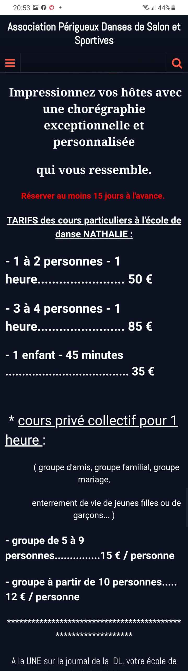 Budget cours de danse - 1