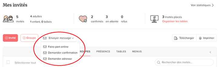 Envoyer message invités - 1