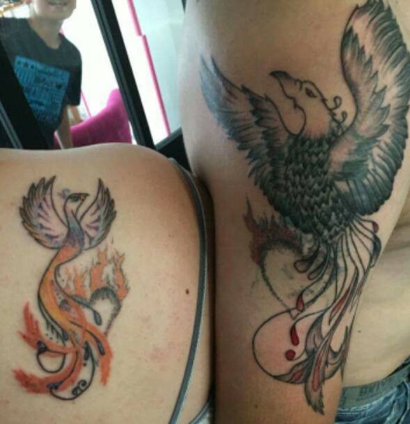 Notre tatouage commun : Phoenix avec coeur qui renait de ses cendres