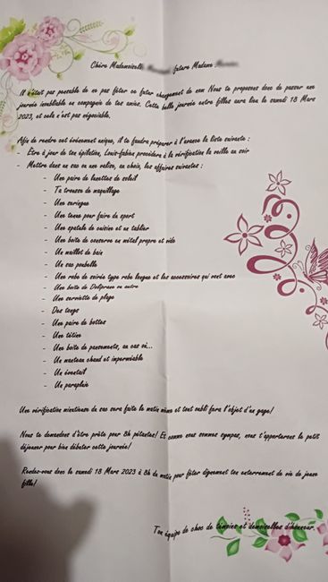 Courrier Evjf, les prémices d'un evjf surprise ! 2