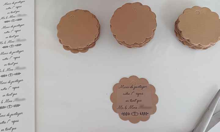 diy tuto étiquettes de serviettes personnalisées kraft "merci de partager notre 1er repas en tant qu