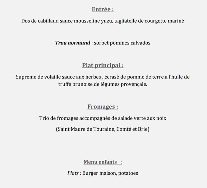 Le choix du plat à la réception :) 1