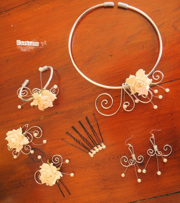 Parure Fleur blanche - Complète