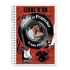 Livre d'or et porte alliances pour mariage Rouge, noir, blanc rock and roll, musique - 4