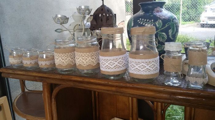 Pot en verre jute et dentelle - 1