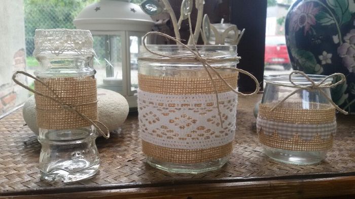Pot en verre jute et dentelle - 2
