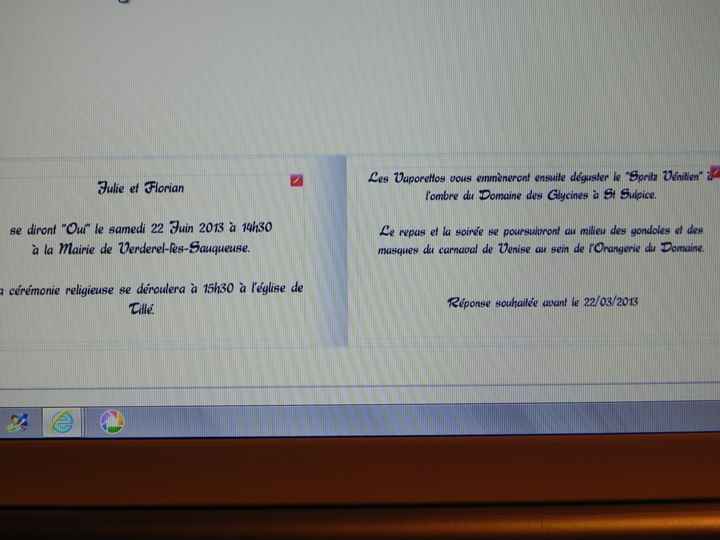 CREATION FAIRE PART NUMERO 1 (verso)