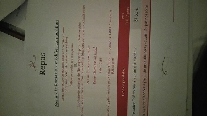Votre avis pour traiteur et menu - 1