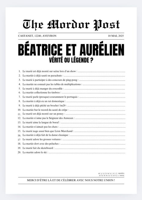 Gazette des mariés Seigneur de Anneaux 4