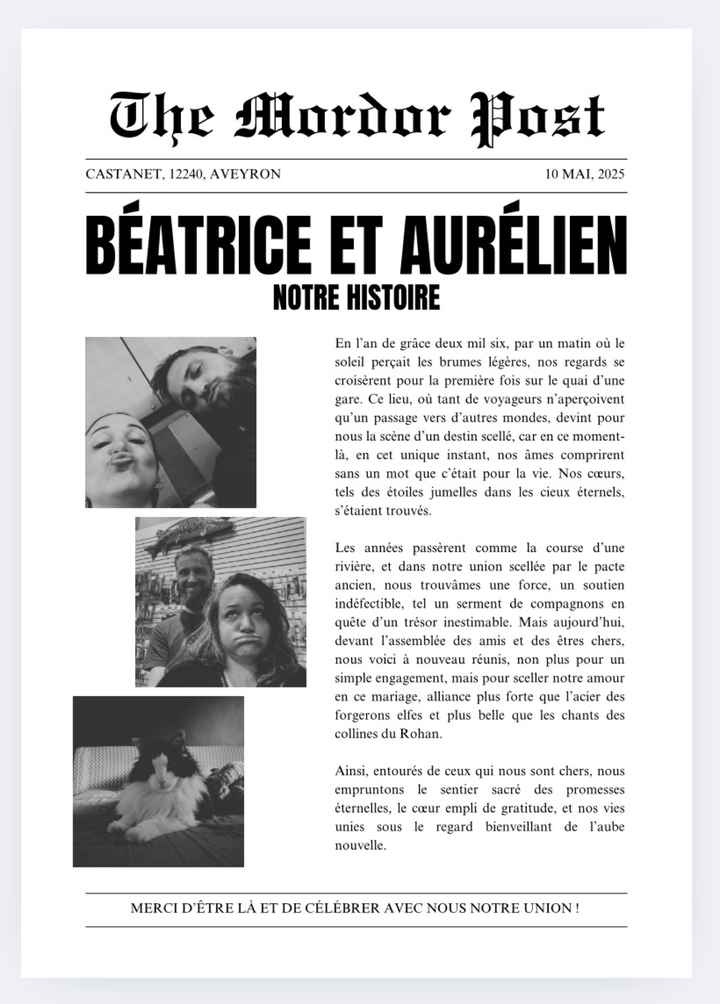 Gazette des mariés Seigneur de Anneaux - 2