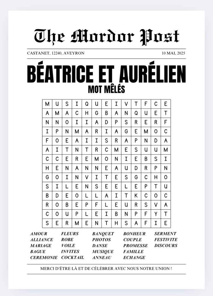 Gazette des mariés Seigneur de Anneaux - 3
