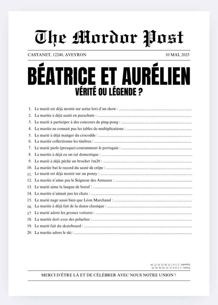Gazette des mariés Seigneur de Anneaux - 4