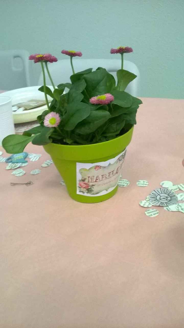 pot avec paquerettes...(roses et blanches)