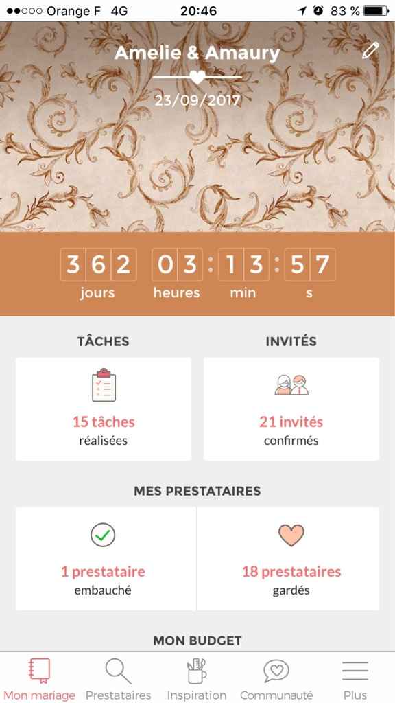 Ecrivez le nombre de jours qu'il reste avant votre mariage - 1