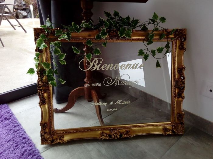 notre cadre de bienvenue qui aura du vrai lierre en déco le jour J