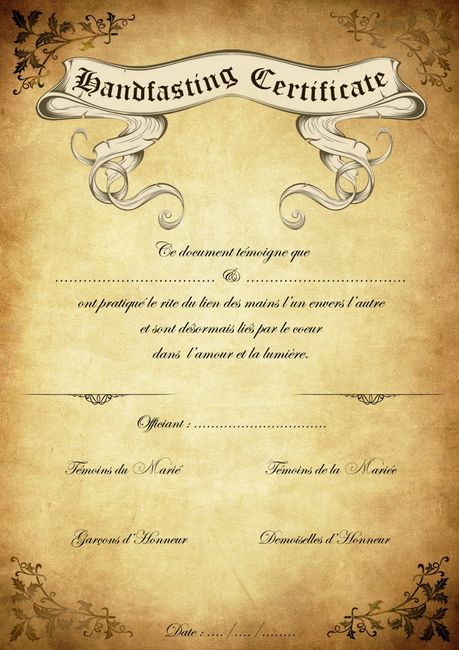 et notre certificat de handfasting ^^