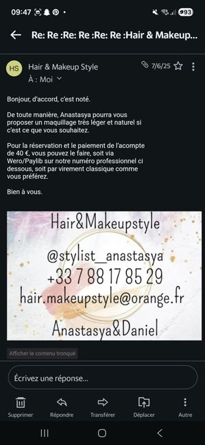 Annulation coiffeuse maquilleuse et non remboursement - 2