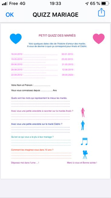 Quizz pour les mariés 1