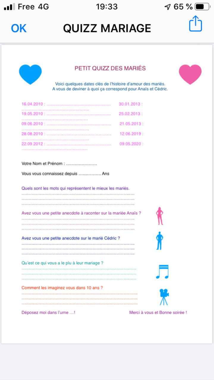 Quizz pour les mariés - 1
