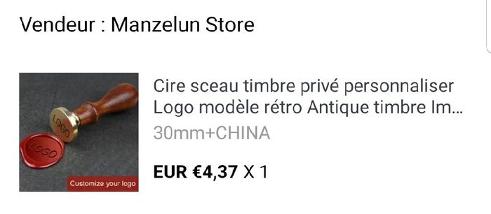 Cachet de cire enveloppe pour faire part 1