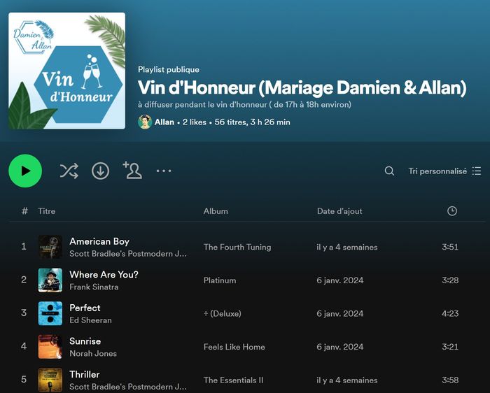 Playlist "vin d'honneur" 1