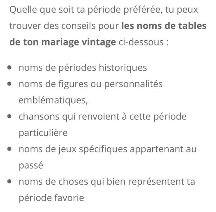 Noms de table vintage - 1